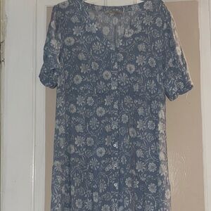 Floral Blue Button-Up Dress